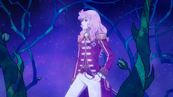 A stunning still from The Rose of Versailles featuring Oscar François de Jarjayes.